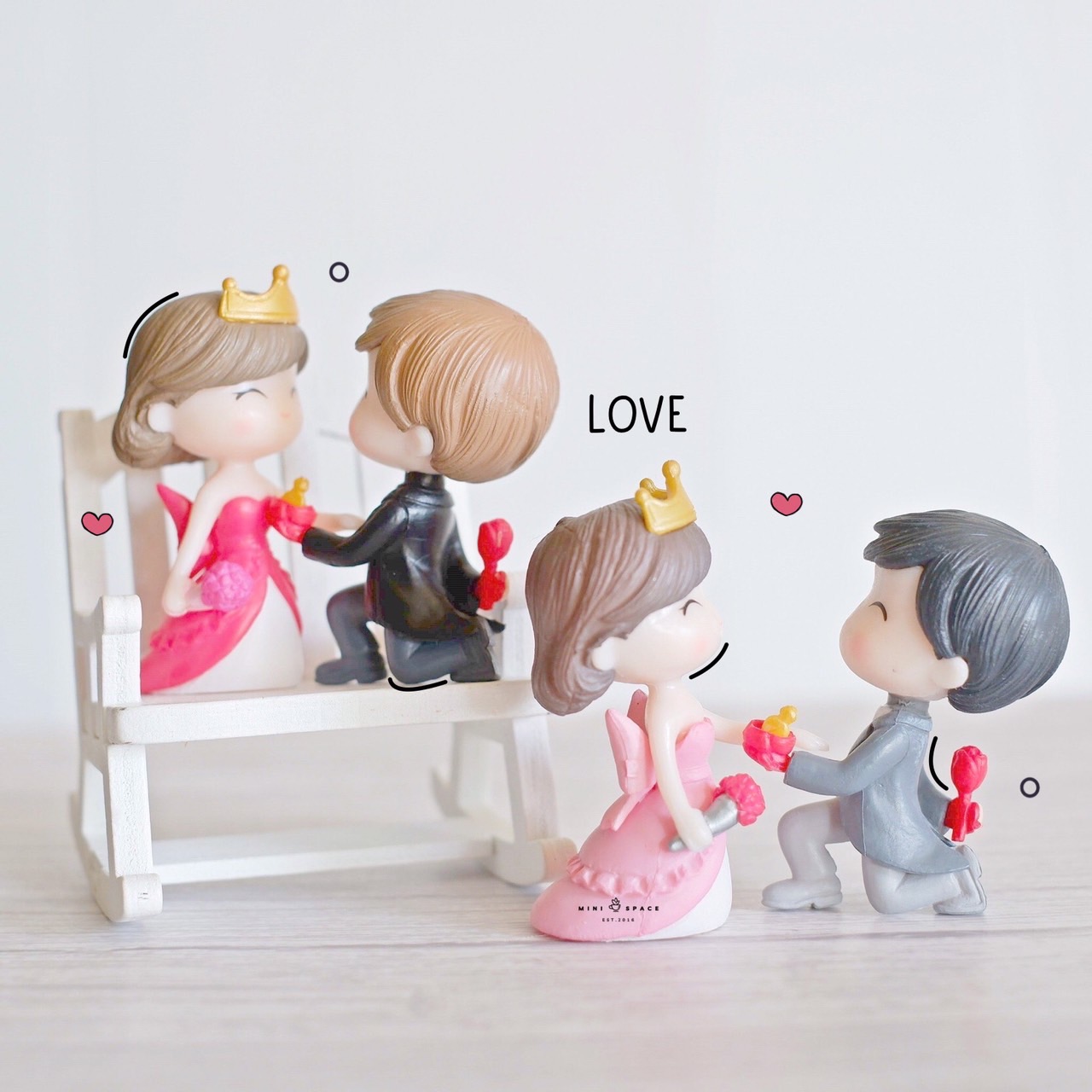 MS5054 ตุ๊กตาคู่รักขอแต่งงาน ชุดแหวน ตุ๊กตาจิ๋ว โมเดลจิ๋ว ฟิกเกอร์จิ๋ว แต่งสวน * มี COD เก็บเงินปลายทาง