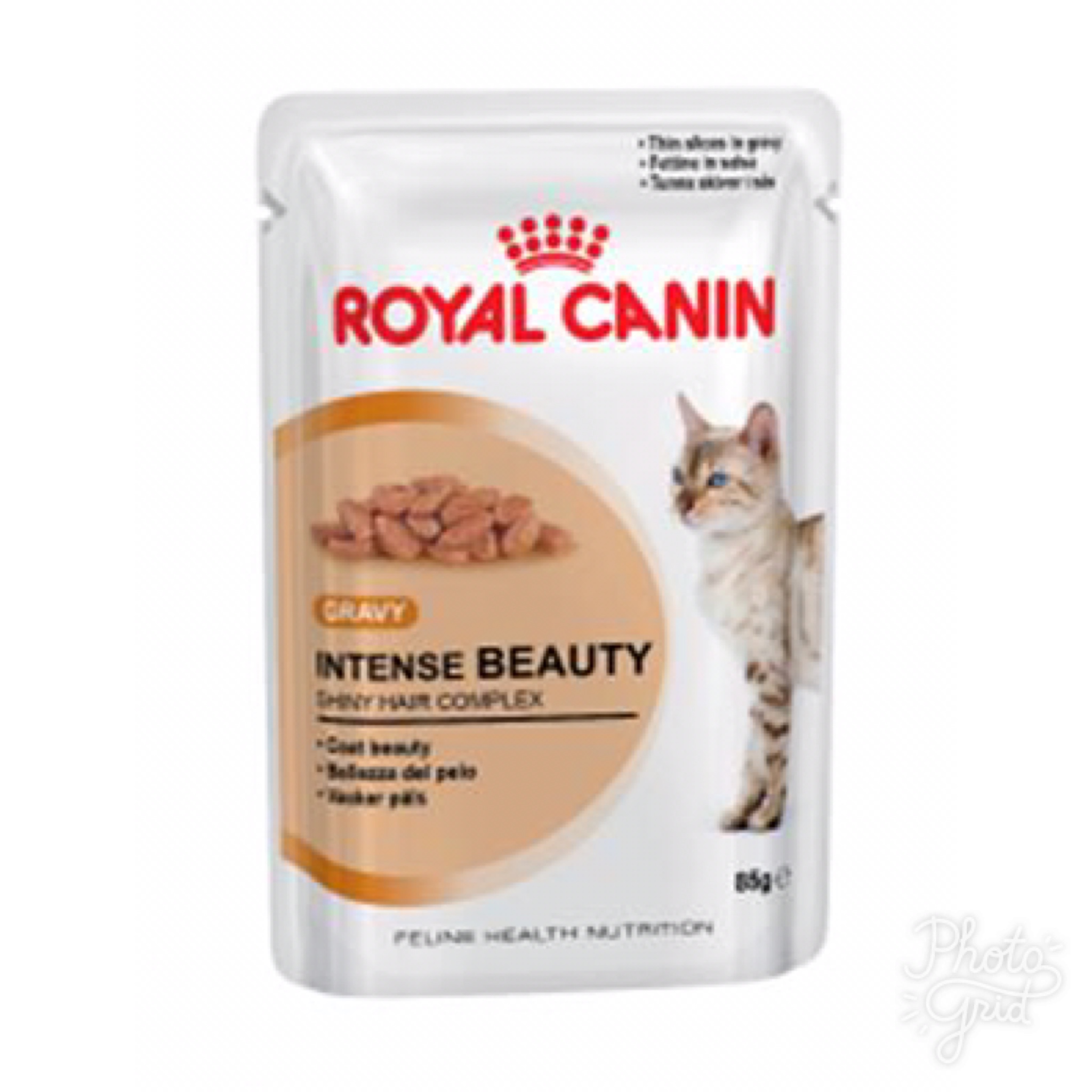 Royal canin Intense beauty gravy อาหารเปียกสูตรบำรุงขนและผิวหนัง สำหรับแมวโต 1-10 ปี 85 กรัม (ซื้้อ 3 ซอง ลดเหลือ 100 บ.)