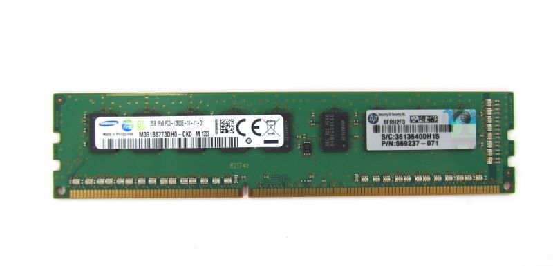 HP 2GB 1RX8 PC3-12800 1600Mhz ECC Dim zy / 2GB 1Rx8 PC3-12800E / 669237-071 Samsung 2GB 1Rx8 PC3L 12800E DIMM Memory / M391B5773DH0-YK0 (Used) // สินค้ารับประกัน โดย บริษัท อะไหล่เซิร์ฟเวอร์ จำกัด