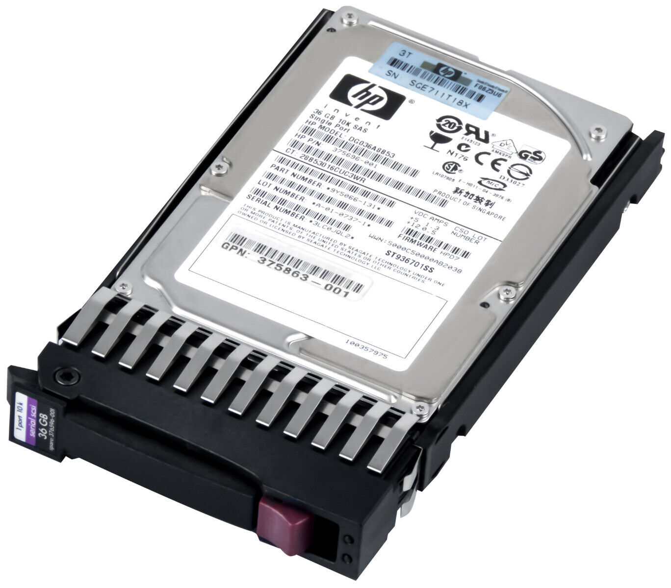 HP 375696-001 36GB 10K 8MB SAS 2.5'' DG036A8B53 GPN 375863-003 HDD สินค้ารับประกัน โดย บริษัท อะไหล่เซิร์ฟเวอร์ จำกัด