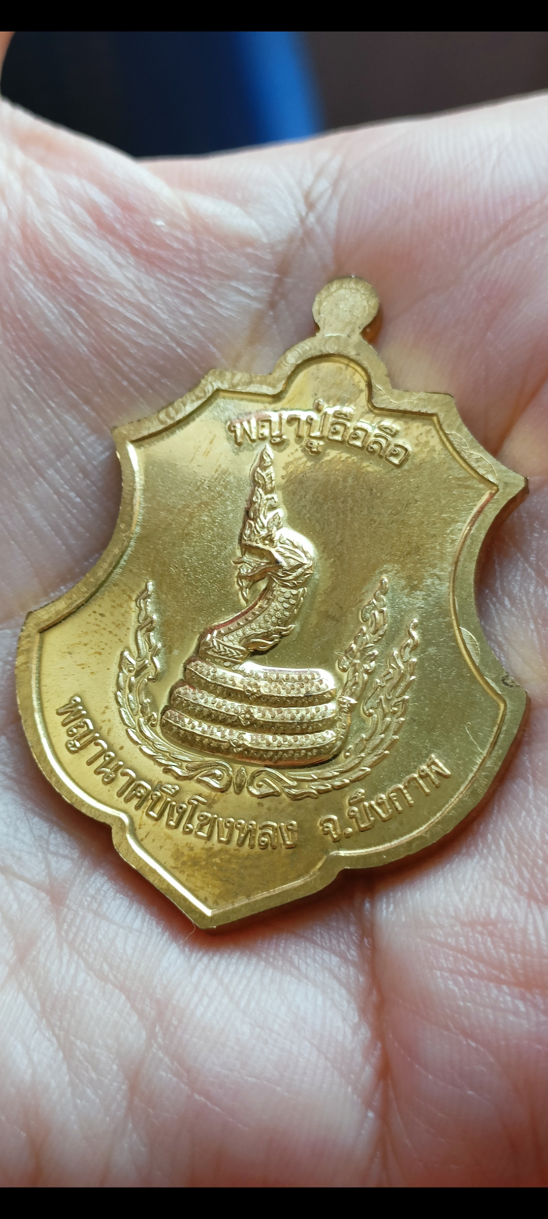 เหรียญพญาปู่อือลือ #รุ่นแรก พญานาคบึงโขงหลง จ.บึงกาฬ ปี 2556 เนื้อทองทิพย์(ทองสวิส)จำนวนจัดสร้าง 200 เหรียญ