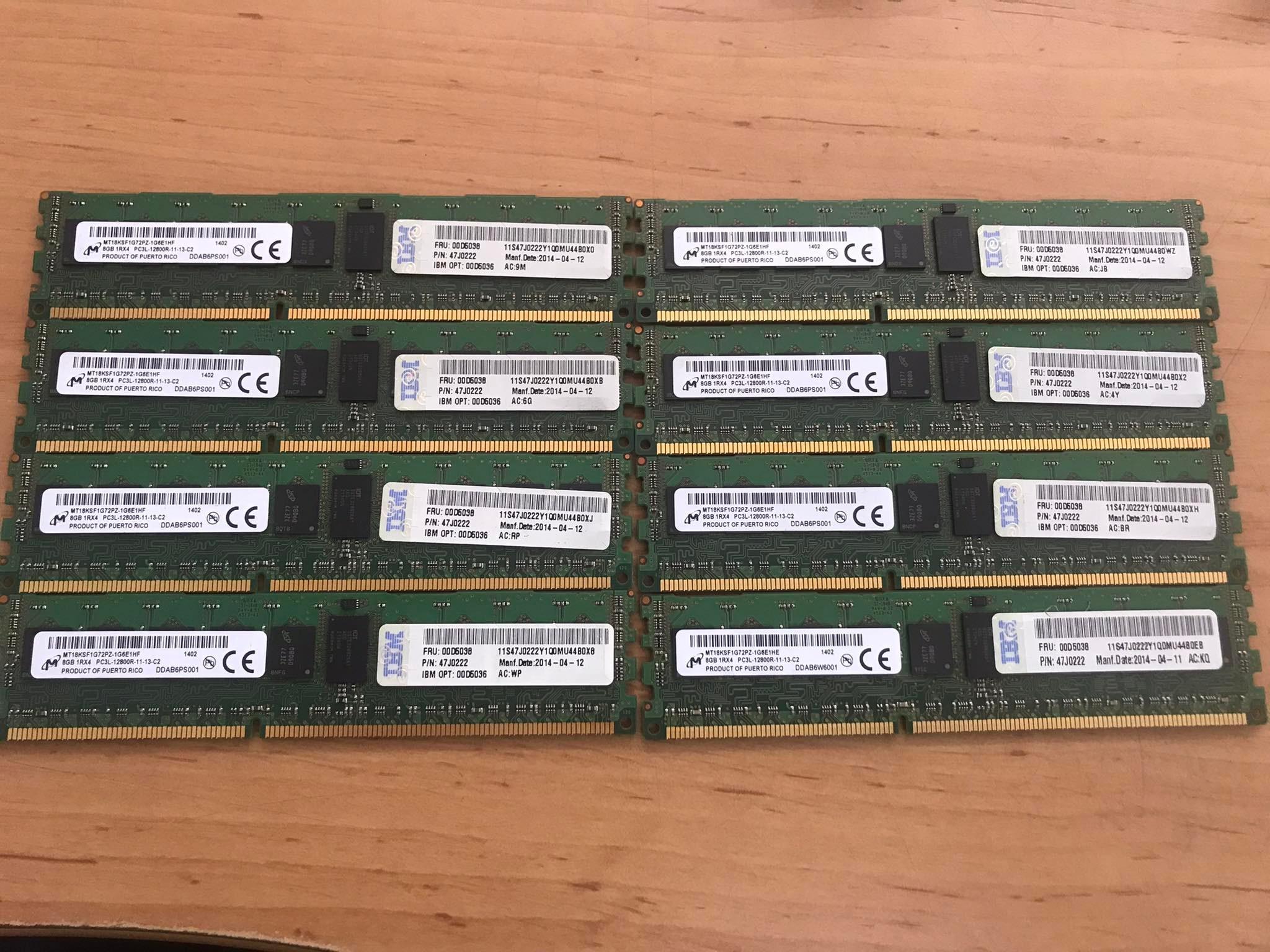 IBM 8GB 1Rx4 PC3L-12800R DDR3-1600MHz ECC Memory Module / 00D5038 / 47J0222 (Used) // สินค้ารับประกัน โดย บริษัท อะไหล่เซิร์ฟเวอร์ จำกัด