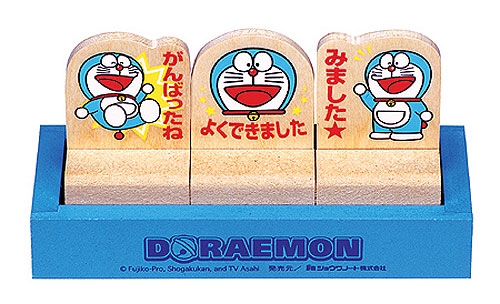 ชุดตัวปั๊มฐานไม้โดราเอมอน 3 แบบ SDH-021 (Doraemon Stamp Set)