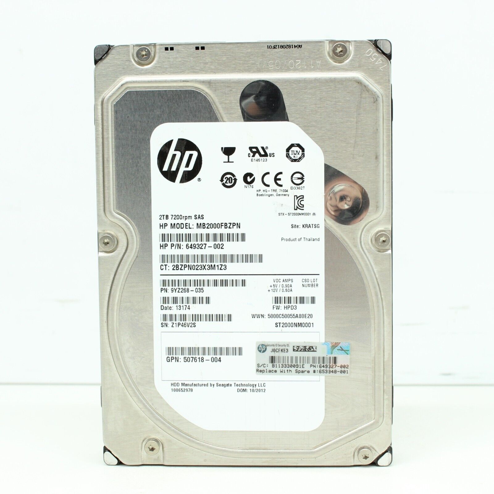 HP 2TB 7.2K SAS 6G 3.5'' Hard Drive HDD // 649327-002 / GPN 507618-004 / MB2000FBZPN / ST200NM0001 (Used) // สินค้ารับประกัน โดย บริษัท อะไหล่เซิร์ฟเวอร์ จำกัด