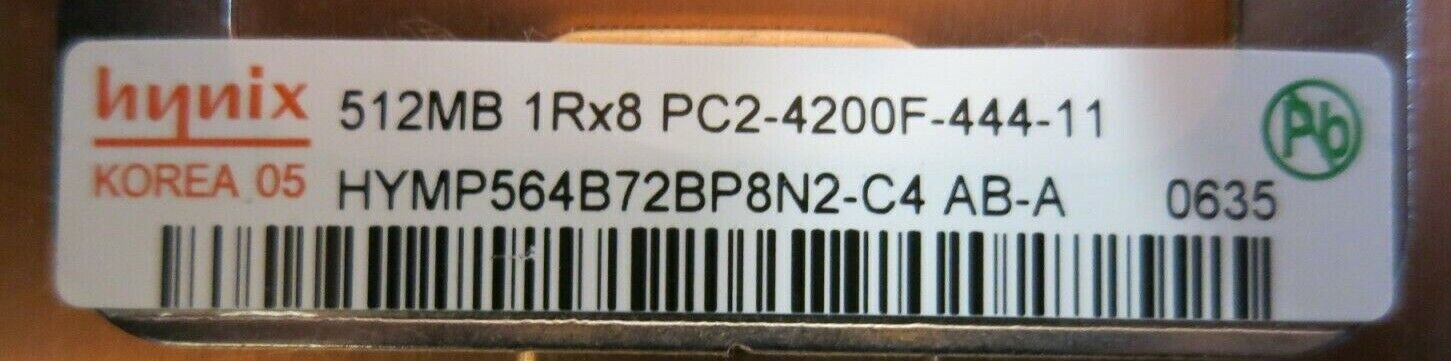 Hynix 512MB 1Rx8 PC2-4200 DDR2 ECC CL4 240P Dimm Ram / HYMP564B72BP8N2-C4 (Used) // สินค้ารับประกัน โดย บริษัท อะไหล่เซิร์ฟเวอร์ จำกัด