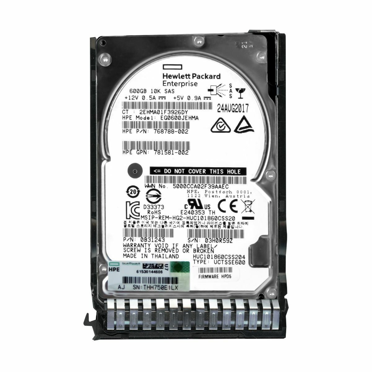 HP 600GB 10K SAS 12G 2.5'' Hard Disk P/N 768788-002 / GPN 781581-002 / EG0600JEHMA / 0B31243 / HUC101860CSS204 (Used) // สินค้ารับประกัน โดย บริษัท อะไหล่เซิร์ฟเวอร์ จำกัด