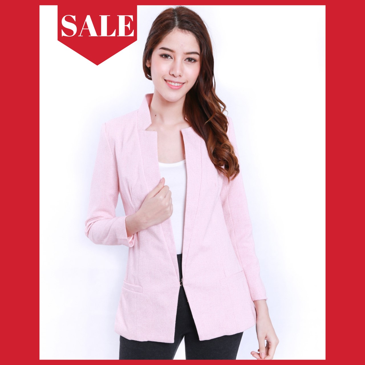 เสื้อสูทผ้าทอปกคอจีน Celeb Long Ex. #5075