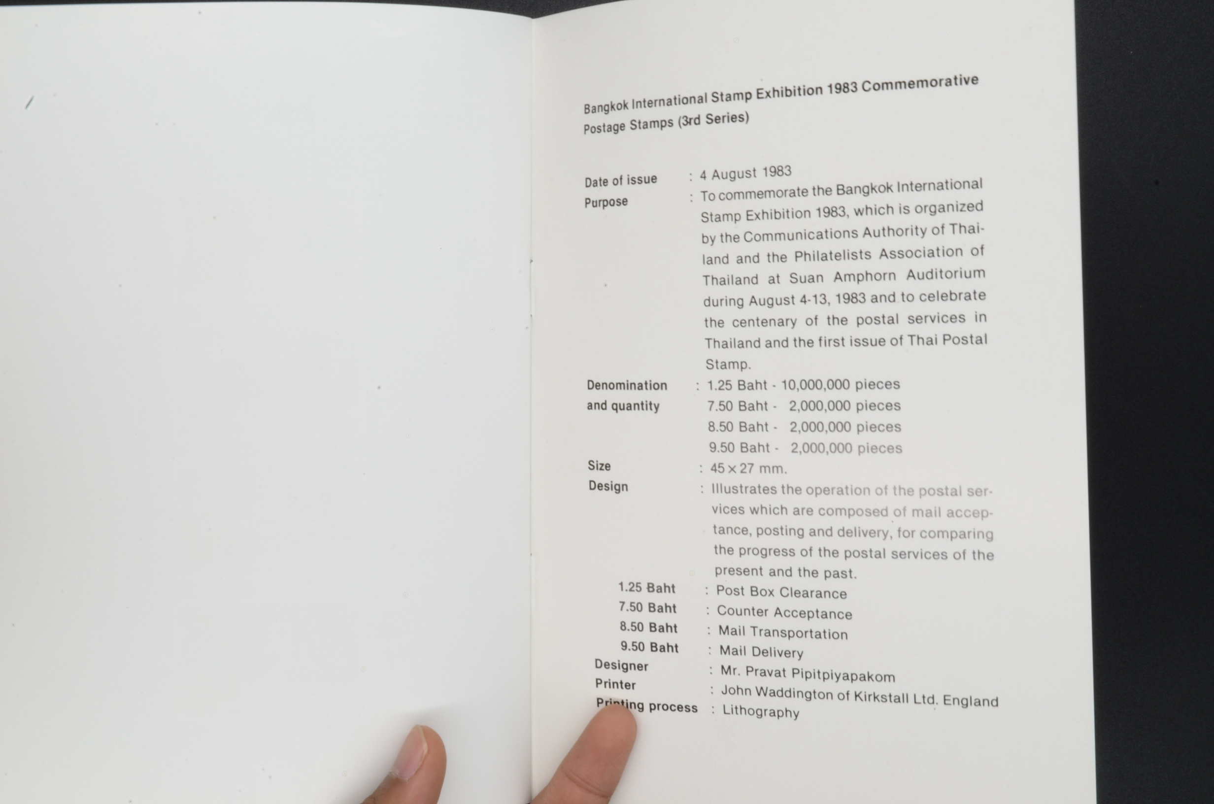 เล่มงานแสดงตราไปรษณียากรระหว่างประเทศ ชุด3 BANGKOK 1983 แบบไม่ปรุ + ลายเซ็น