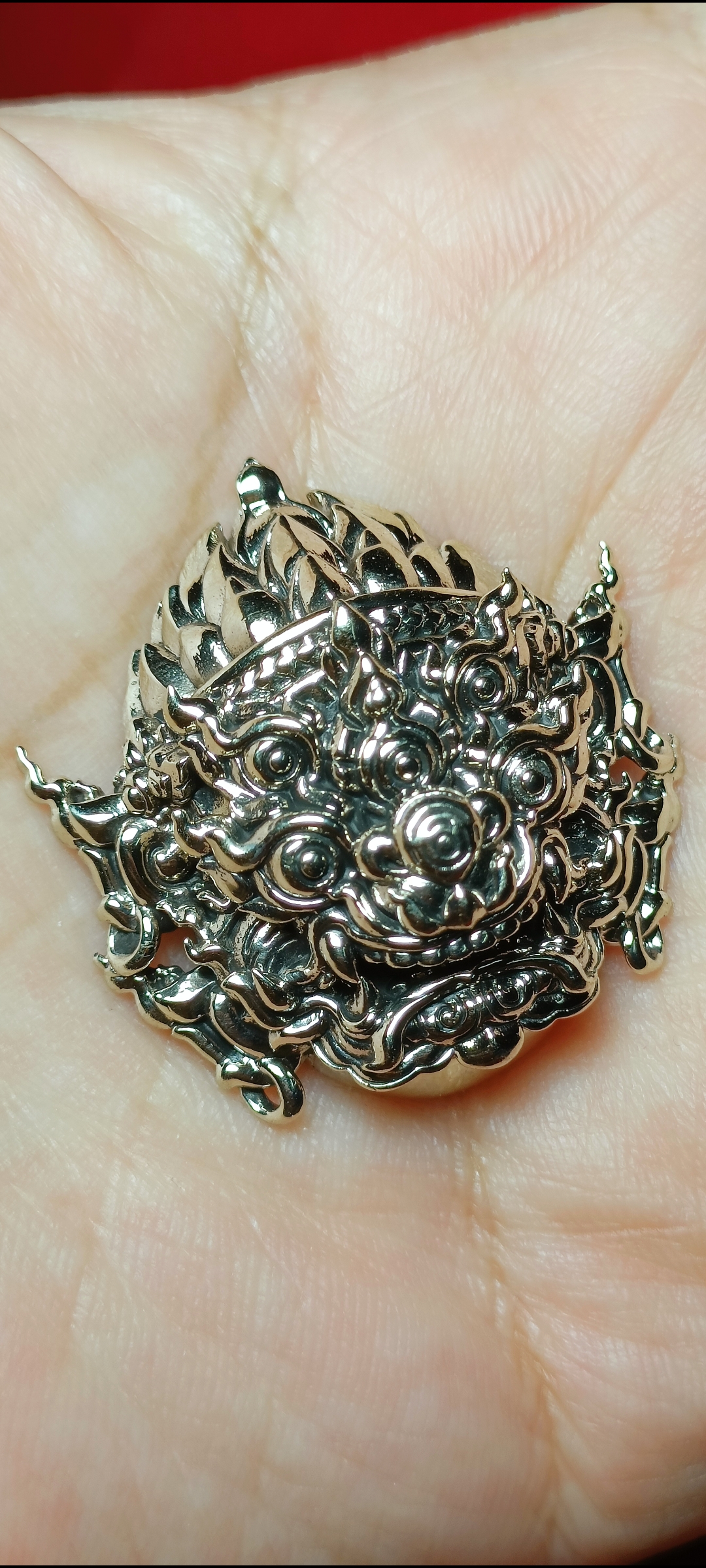 หน้ากากสี่หูห้าตา รุ่นมหาเฮง ครูบาคำฝั้น วัดกอโชค จ.เชียงใหม่ ปี 2562 เนื้อสัมฤทธิ์ รมซาติน