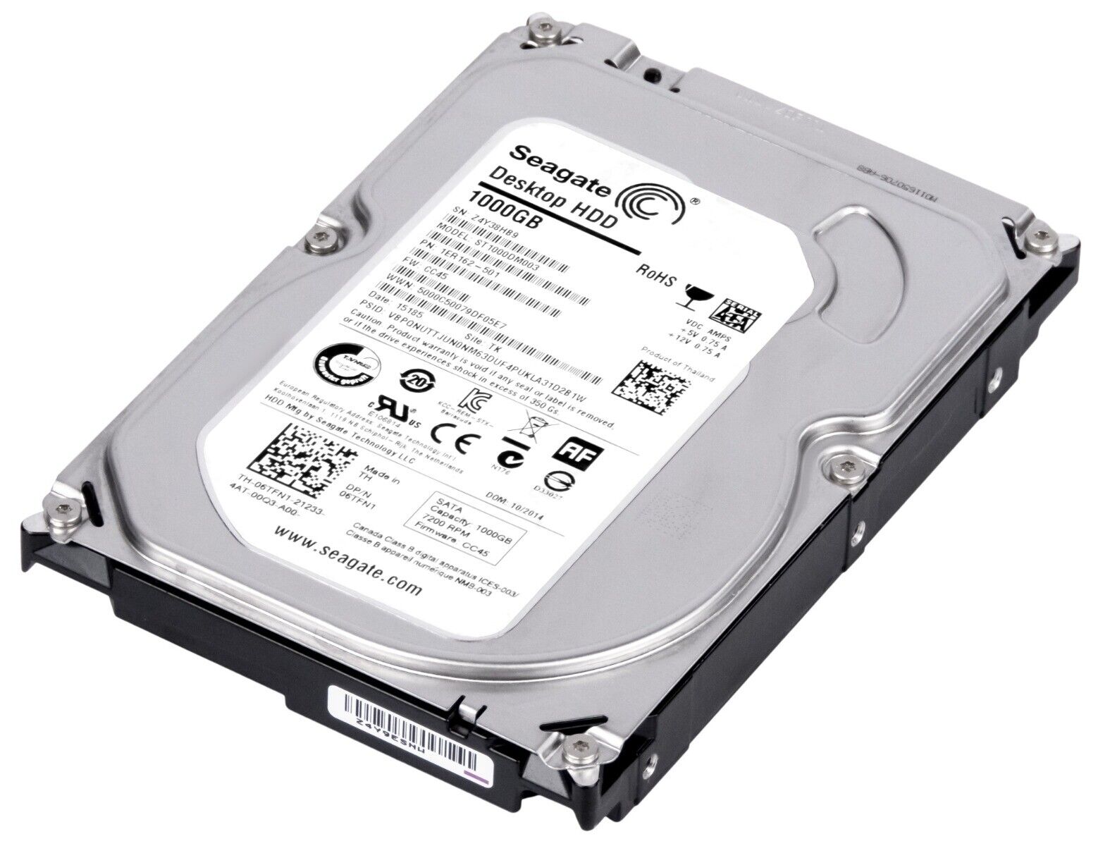 Dell /Seagate 1TB 7.2K 64MB SATA III 3.5'' // ST1000DM003 / 06TFN1 (Used) // สินค้ารับประกัน โดย บริษัท อะไหล่เซิร์ฟเวอร์ จำกัด