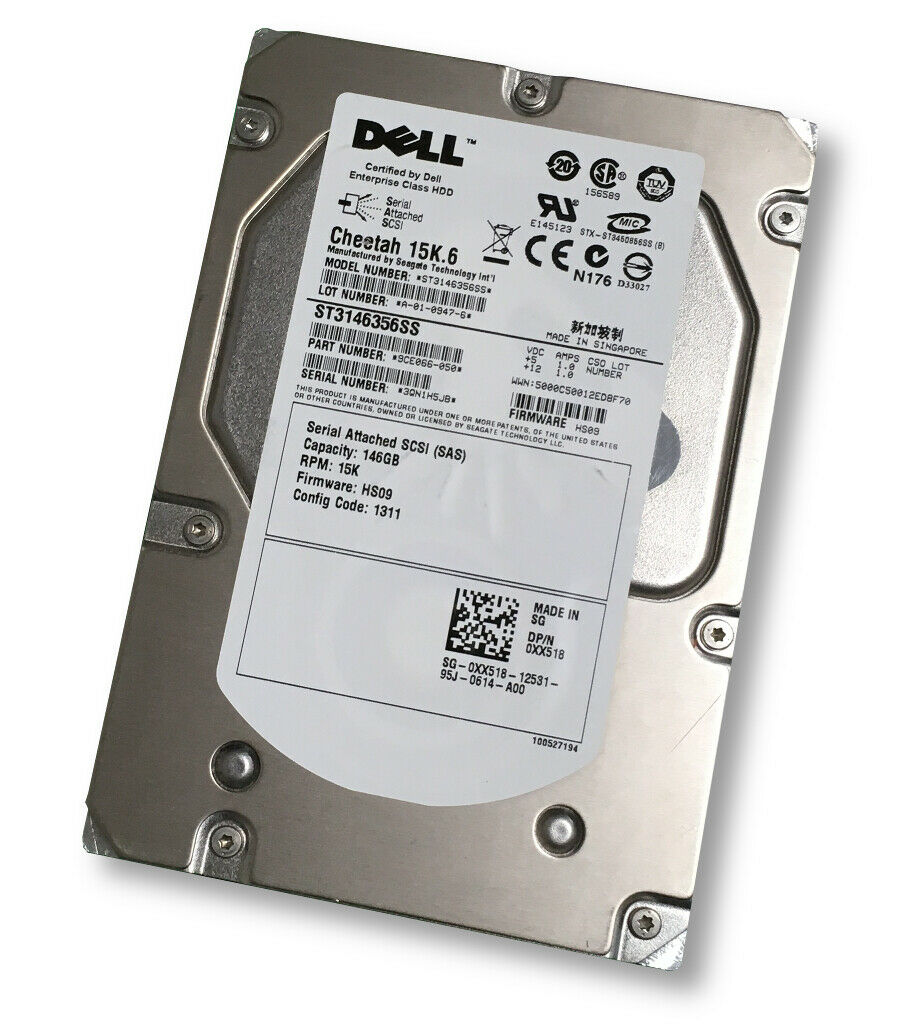Dell 146GB 15K SAS 3.5" Cheetah Hard Drives // 0XX518 / ST3146356SS (Used) // สินค้ารับประกัน โดย บริษัท อะไหล่เซิร์ฟเวอร์ จำกัด