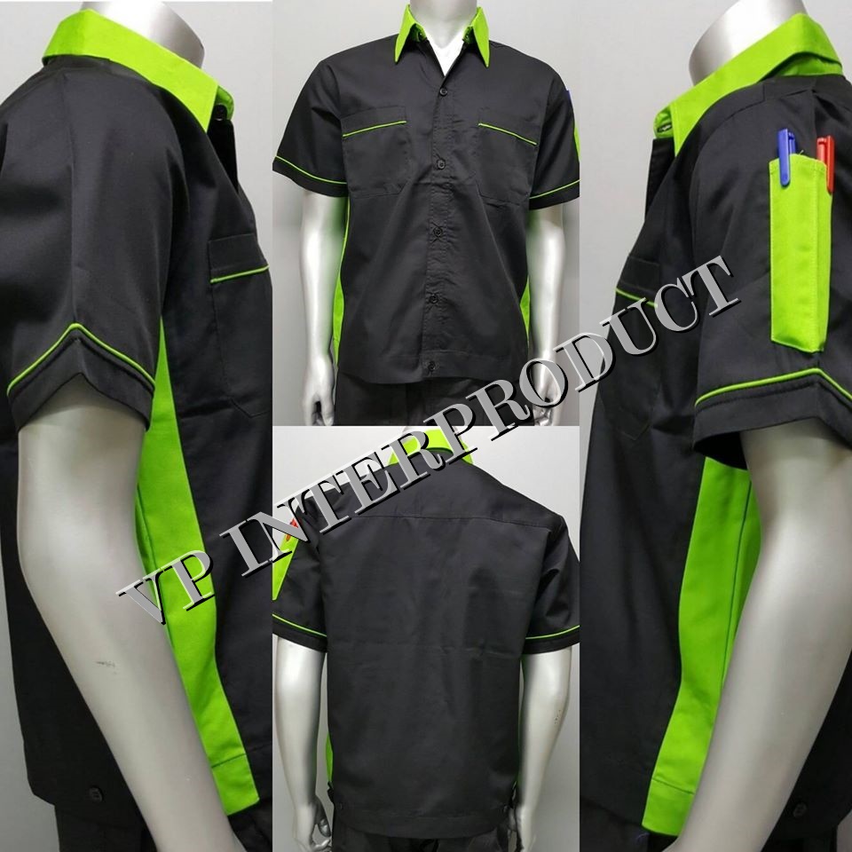 เสื้อช่าง 2 สี เเขนสั้น ผ้าคอมทวิว ไซร์ M-XXL มีสต็อก สินค้าจากโรงงานมาเอง