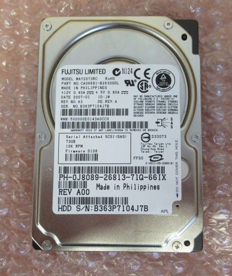 Fujitsu MAY2073RC CA06681-B26300DL 73GB 10Krpm 8MB 2.5" Internal HDD 0J8089 สินค้ารับประกัน โดย บริษัท อะไหล่เซิร์ฟเวอร์ จำกัด