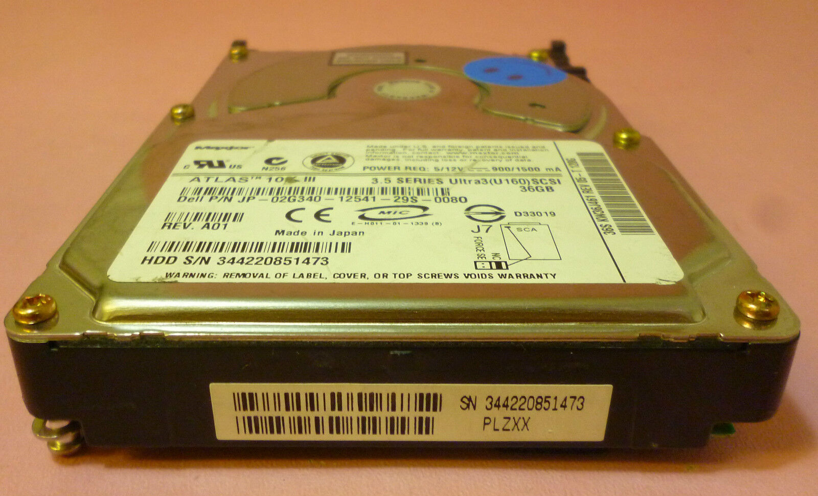 QUANTUM 36S 10K RPM 36GB SCSI Hard Disk Drive HDD // 02G340 / KW36J461 (Used) // สินค้ารับประกัน โดย บริษัท อะไหล่เซิร์ฟเวอร์ จำกัด