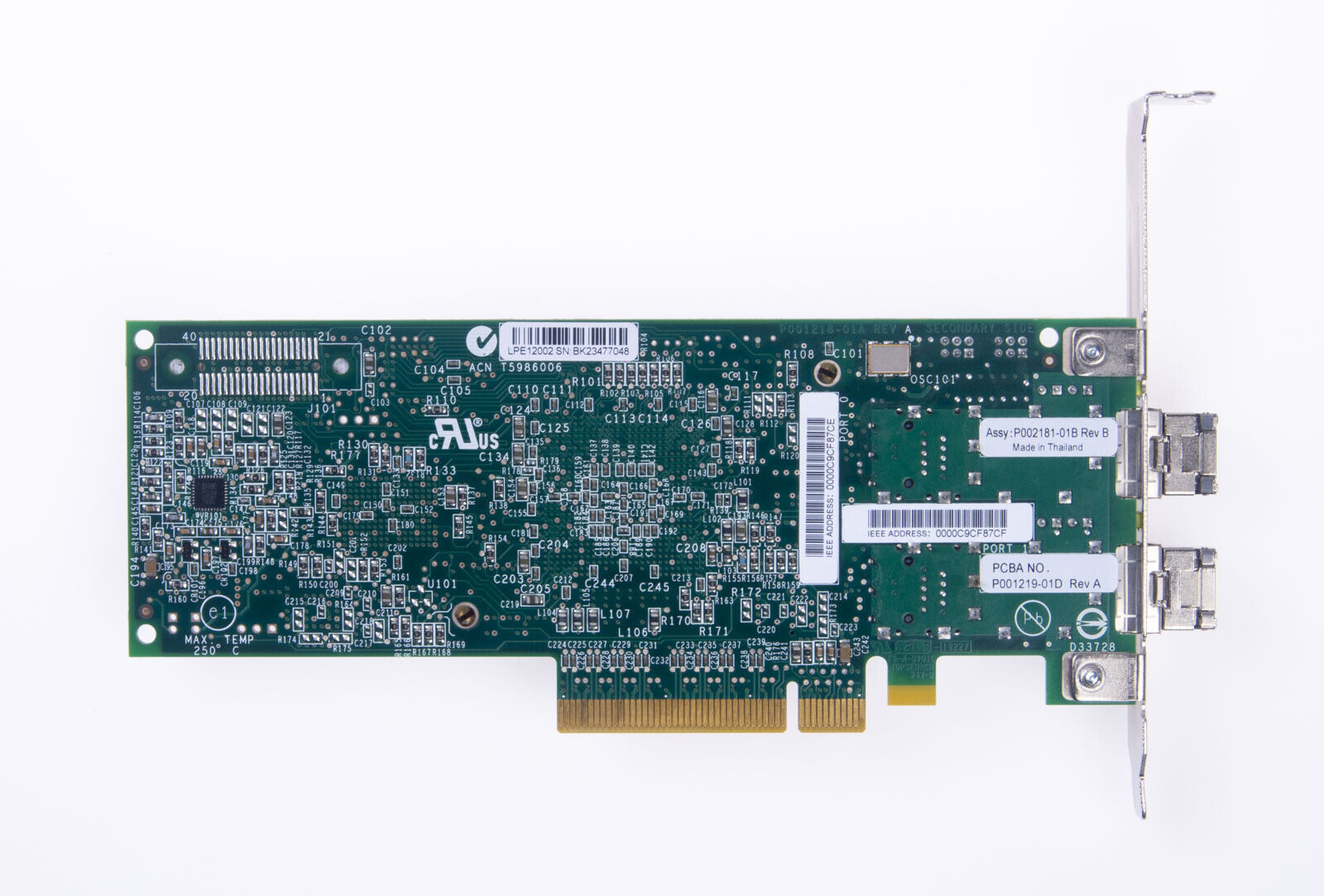 IBM Dual Port 8G FC HBA Adapter for System X LPE12002 w/ 2x 8GB SFP // 42D0500 (Used) // สินค้ารับประกัน โดย บริษัท อะไหล่เซิร์ฟเวอร์ จำกัด