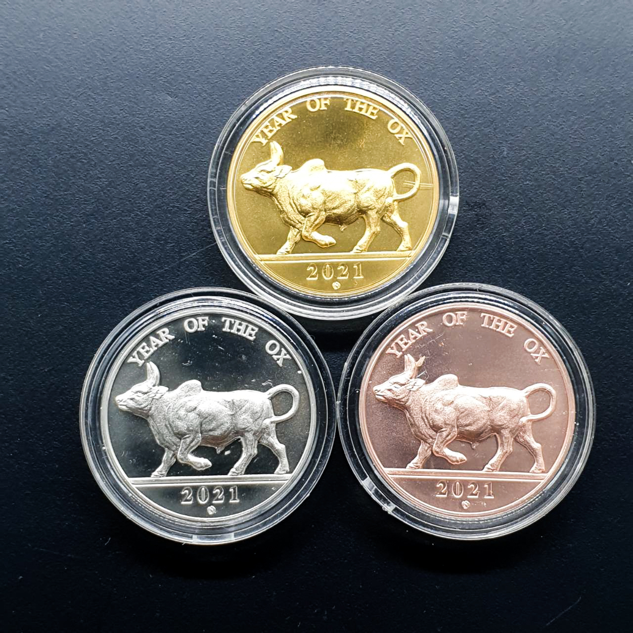 เหรียญนักษัตรปีฉลู 2564 (ทอง เงิน ทองแดง) พร้อมถุงของขวัญ