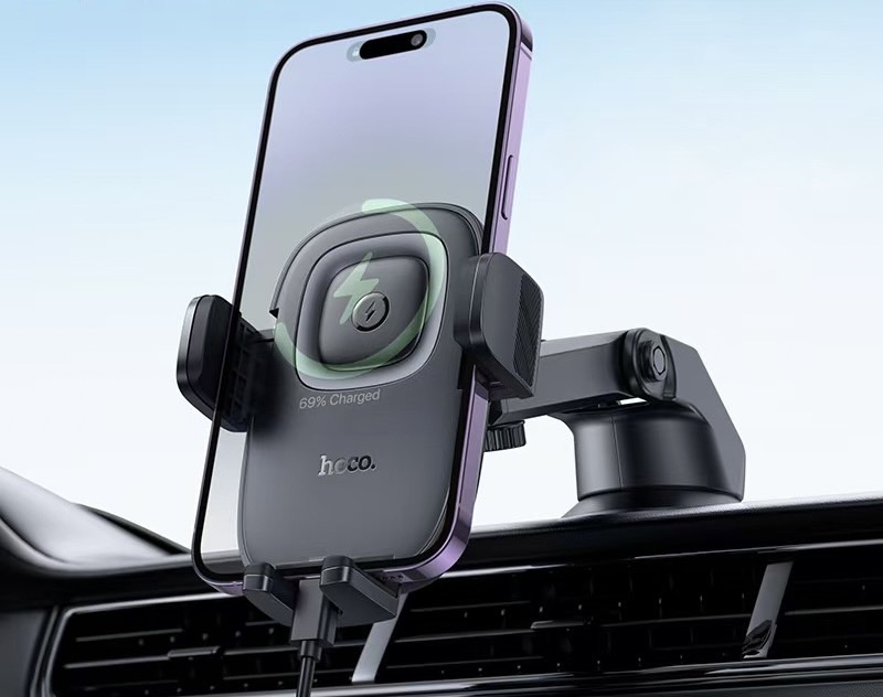 HW32 CROWN PUSH-TYPE WIRELESS CHARGING CAR HOLDER (CENTER CONSOLE)