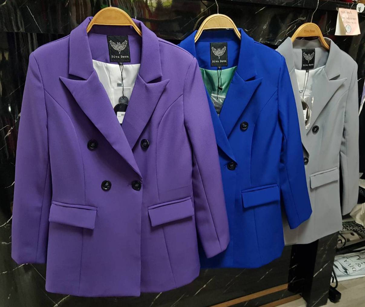 เสื้อสูทตัวยาว ม่วง เทา น้ำเงิน #2259