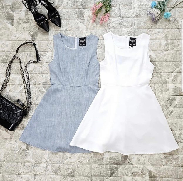 เดรสแขนกุดทรงเข้ารูปO Dress(S-XL) #2002