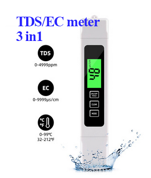 เครื่องวัดค่าอีซี EC meter 3in1 ไฮโดรโปรนิกส์ จอสี