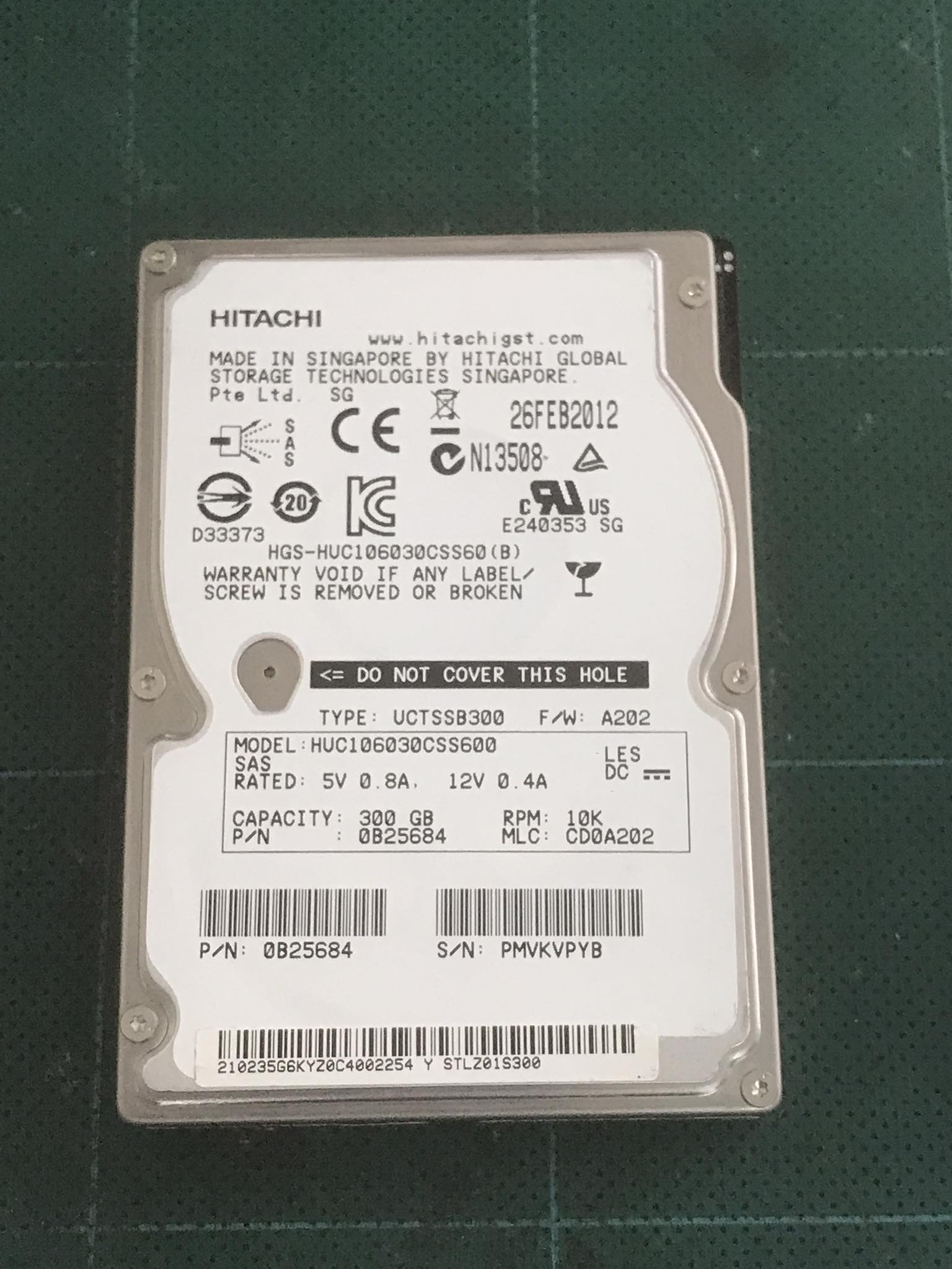 Hitachi 300GB 10K 6G SAS 2.5'' HDD // HUC106030CSS600 / 0B25684 (Used) // สินค้ารับประกัน โดย บริษัท อะไหล่เซิร์ฟเวอร์ จำกัด
