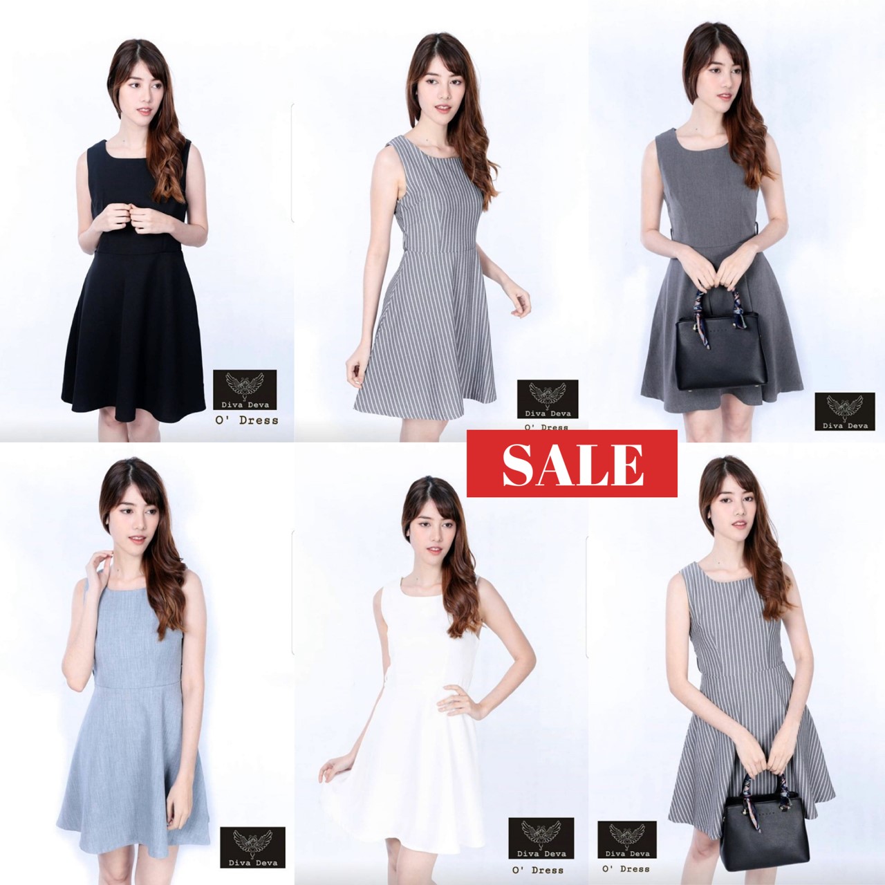 เดรสแขนกุดทรงเข้ารูปO Dress(S-XL) #2002