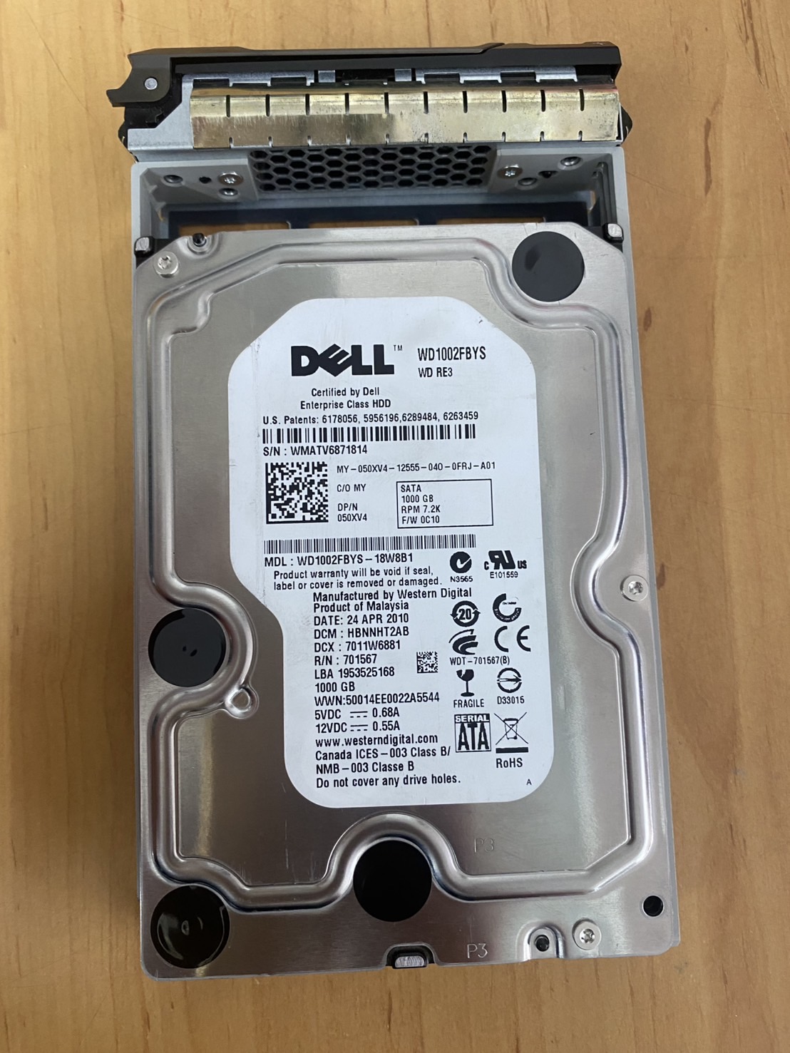 Dell 1TB 7.2K 3G SATA 3.5" HDD Hard Drive // 050XV4 / WD1002FBYS (Used) // สินค้ารับประกัน โดย บริษัท อะไหล่เซิร์ฟเวอร์ จำกัด
