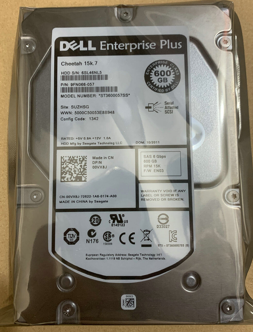 Dell EqualLogic 600GB 15K RPM 6Gb/s SAS 3.5" HDD Hard Drive // 00VX8J / 0VX8J // ST3600057SS (Used) // สินค้ารับประกัน โดย บริษัท อะไหล่เซิร์ฟเวอร์ จำกัด