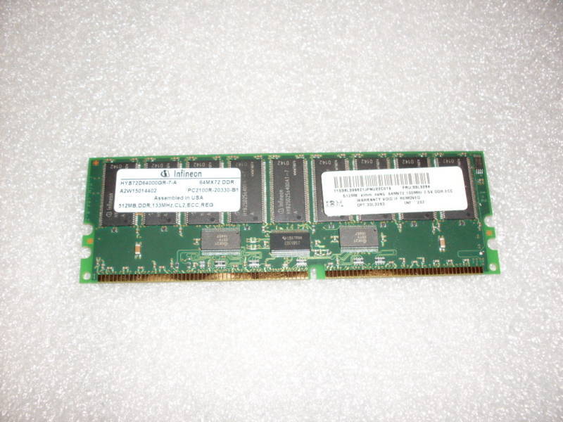 Infineon 512MB PC-2100 266MHz CL2.5 184-Pin ECC DDR Memory/ 33L3284 / 38L3966 / HYS72D64000GR-7-A (Used) // สินค้ารับประกัน โดย บริษัท อะไหล่เซิร์ฟเวอร์ จำกัด