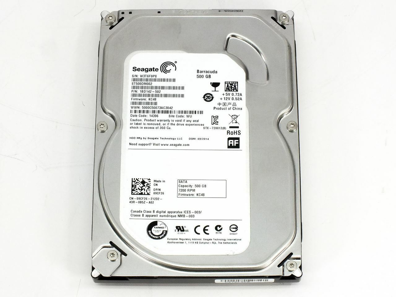Dell 500GB SATA Hard Drive 7200RPM - Seagate // ST500DM002 / 09CF26 (Used) // สินค้ารับประกัน โดย บริษัท อะไหล่เซิร์ฟเวอร์ จำกัด