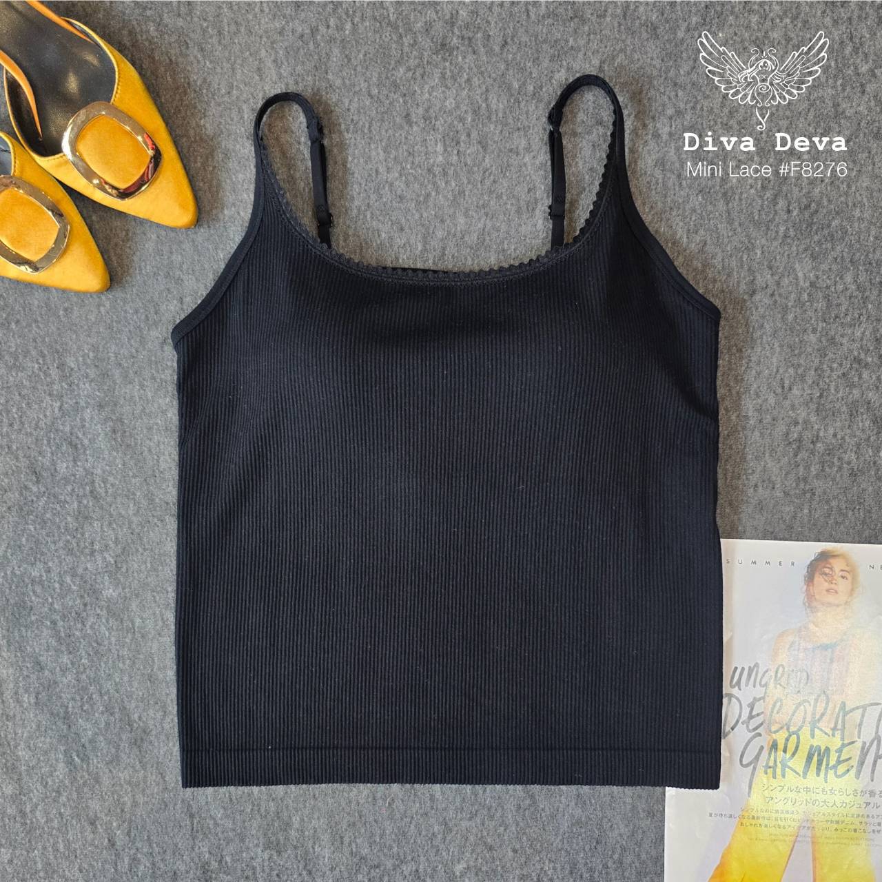 เสื้อสายเดี่ยว mini lace ลูกไม้สายปรับได้ 2สี