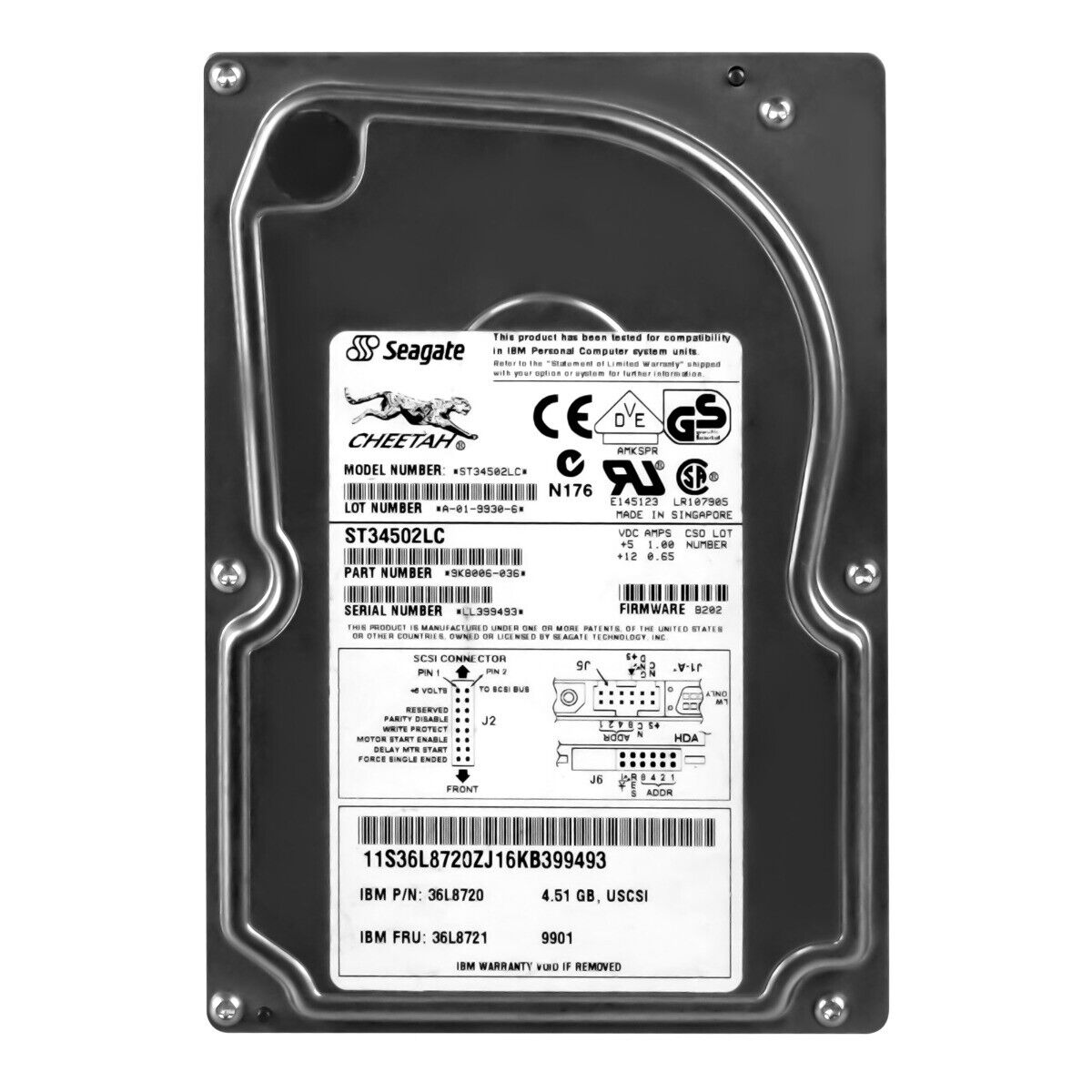 Seagate 4.5GB 10K SCSI 3.5" HDD 80 pin Hard Disk // IBM FRU 36L721 / 36L8720 / ST34502LC (Used) // สินค้ารับประกัน โดย บริษัท อะไหล่เซิร์ฟเวอร์ จำกัด