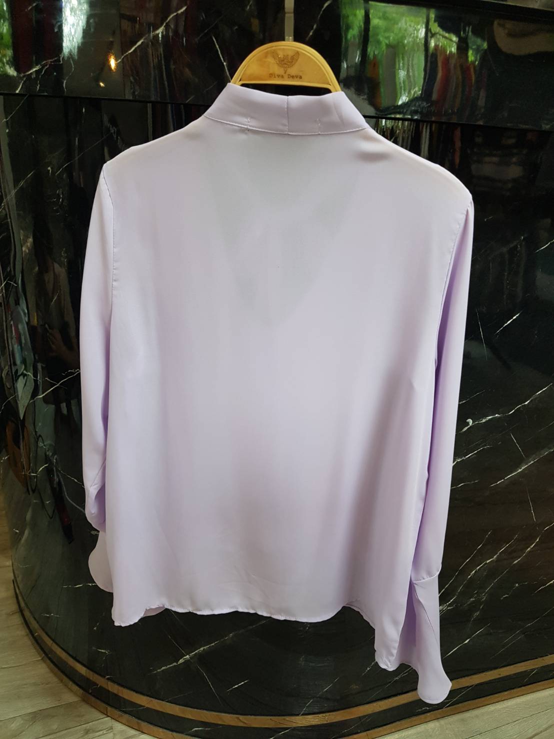 9001 Kim Shirt แขนระบาย ขาว/ม่วง/ชมพู (FreeSize)