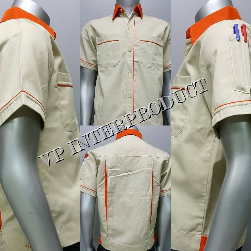 เสื้อช่าง 2 สี เเขนสั้น ผ้าคอมทวิว ไซร์ M-XXL มีสต็อก สินค้าจากโรงงานมาเอง