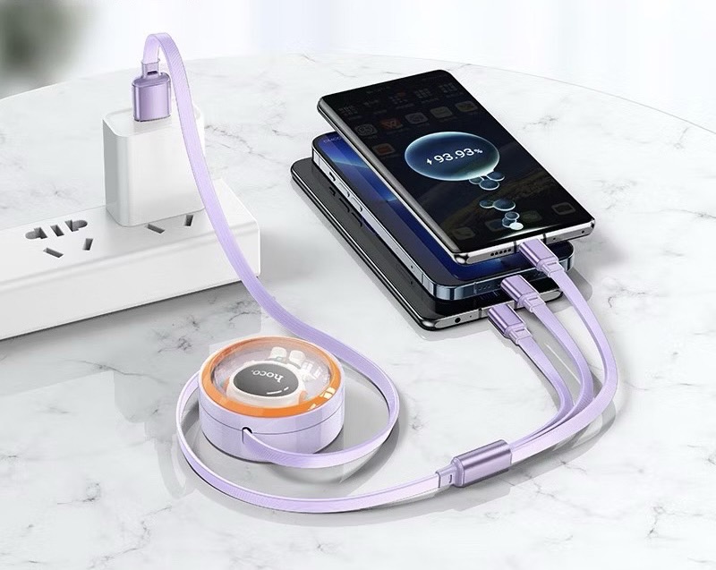 DU50 ASTRONAUT 3-IN-1 DOUBLE-PULL RETRACTABLE CHARGING CABLE