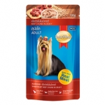 Smartheart beef chunk in gravy130 g อาหารสุนัขสมาร์ทฮาร์ทแบบซอง สูตรสุนัขโต เนื้อวัวชิ้นในน้ำเกรวี่ ขนาด 130 กรัม