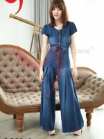 ชุดเดรสกางเกงยีนส์
