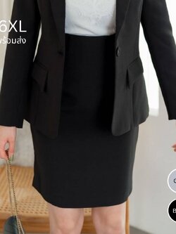 2349-1กระโปรงผู้หญิงทำงาน ดำ/เทา (ไม่รวมเสื้อสูท)