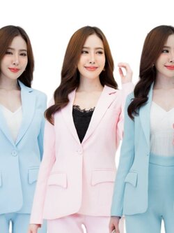 No.2349 เสื้อสูทผู้หญิง Richy V.2 สีฟ้าอ่อน/สีเขียวอ่อน/สีชมพูอ่อน(ไม่รวมกางเกง)