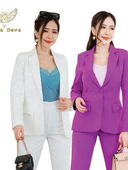 เสื้อสูทผู้หญิงสีขาว/ม่วงองุ่น Smart #2236 (ไม่รวมกางเกง)