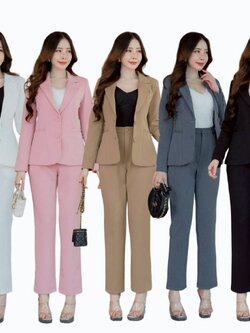 เสื้อสูทผู้หญิงเข้ารูป No.2509 ใส่คู่กางเกงกระบอกตรง No.2509-2 (S-6XL)