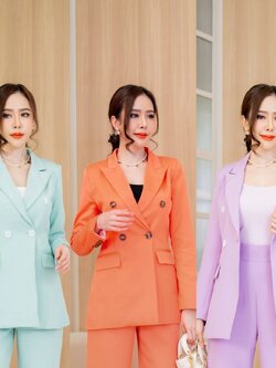 เสื้อสูทตัวยาวChic 4B พาสเทล #2259