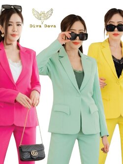 เสื้อสูทผู้หญิงสีชมพู/เหลือง/เขียว No.2236