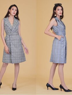 เดรสยาวลายสก็อต Grace Long vest (S-L) #1807