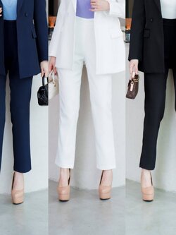 No.2349-2 กางเกงผู้หญิงขายาวกระบอกเล็ก สีขาว/สีดำ/สีกรม