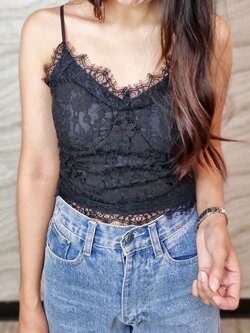 เสื้อสายเดี่ยวลูกไม้ สายปรับได้ 3สี