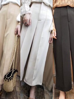 กางเกงตีเกร็ดหน้าขาบาน Culottes Pant #18132