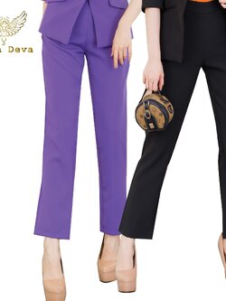 กางเกงขายาวผู้หญิง สีดำ/ม่วงลาเวนเดอร์ Smart Pant #2236-2