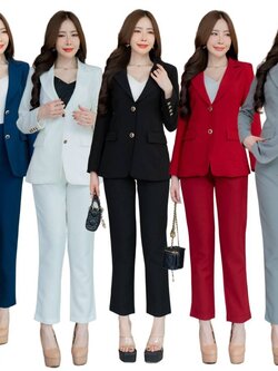 เสื้อสูทผู้หญิงเข้ารูป No.2402 ใส่คู่กางเกงกระบอกเล็ก No.2426-2 (S-6XL)