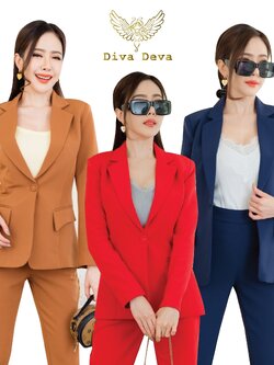 เสื้อสูทผู้หญิงสีน้ำตาล แดงสด กรม Smart #2236(ไม่รวมกางเกง)